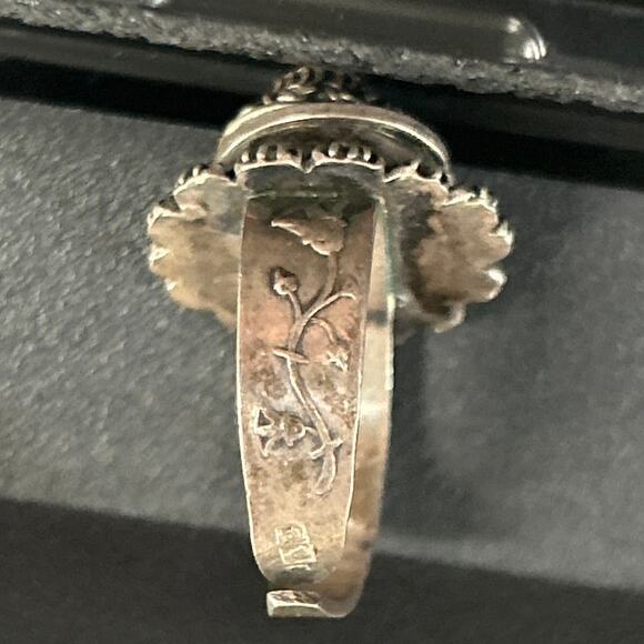 Poison Ring with Makers Mark Sterling Silver Adjustable Turquoise Stone - Picture 6 of 10